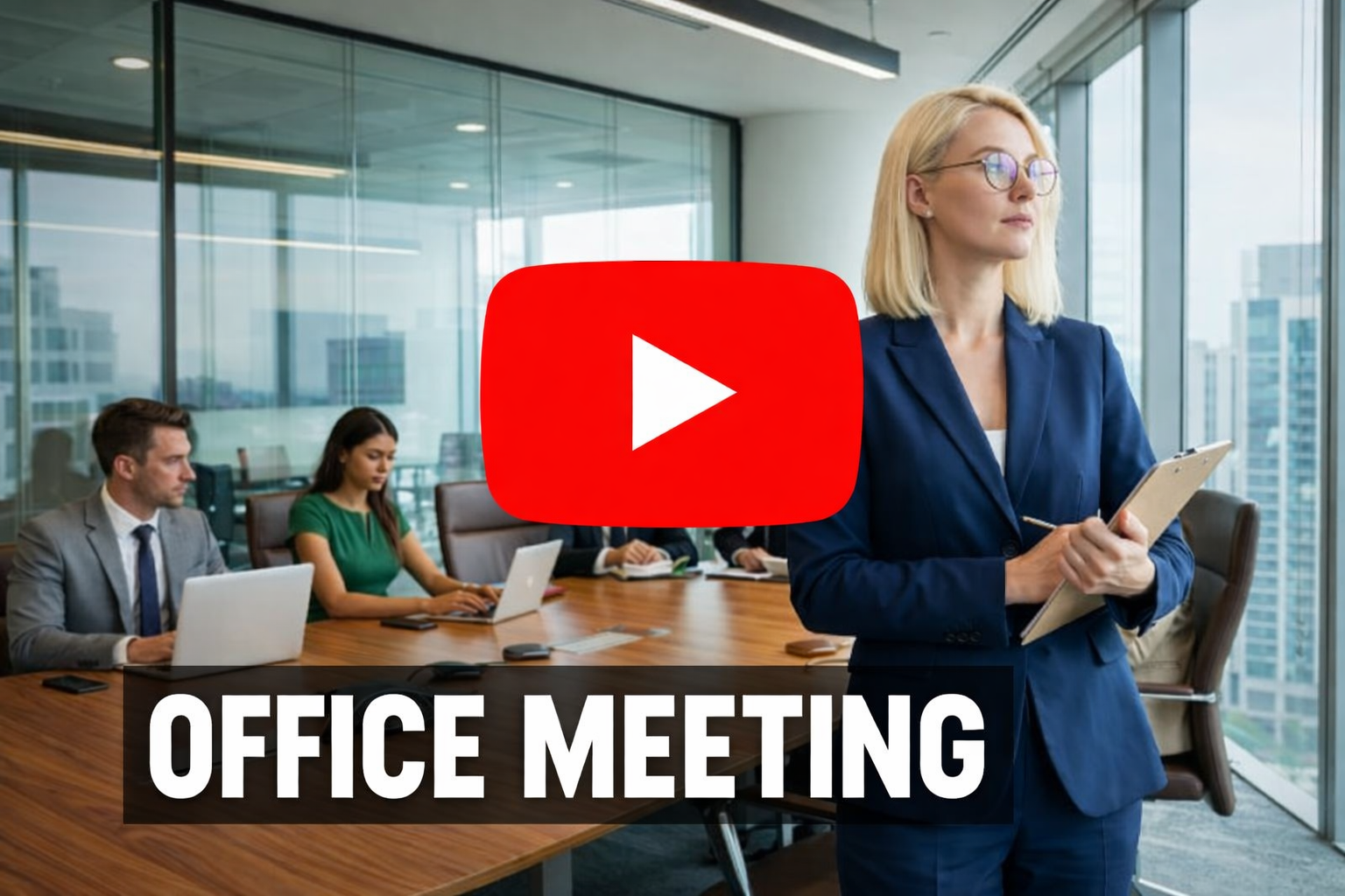 Team meeting in an office reviewing video content